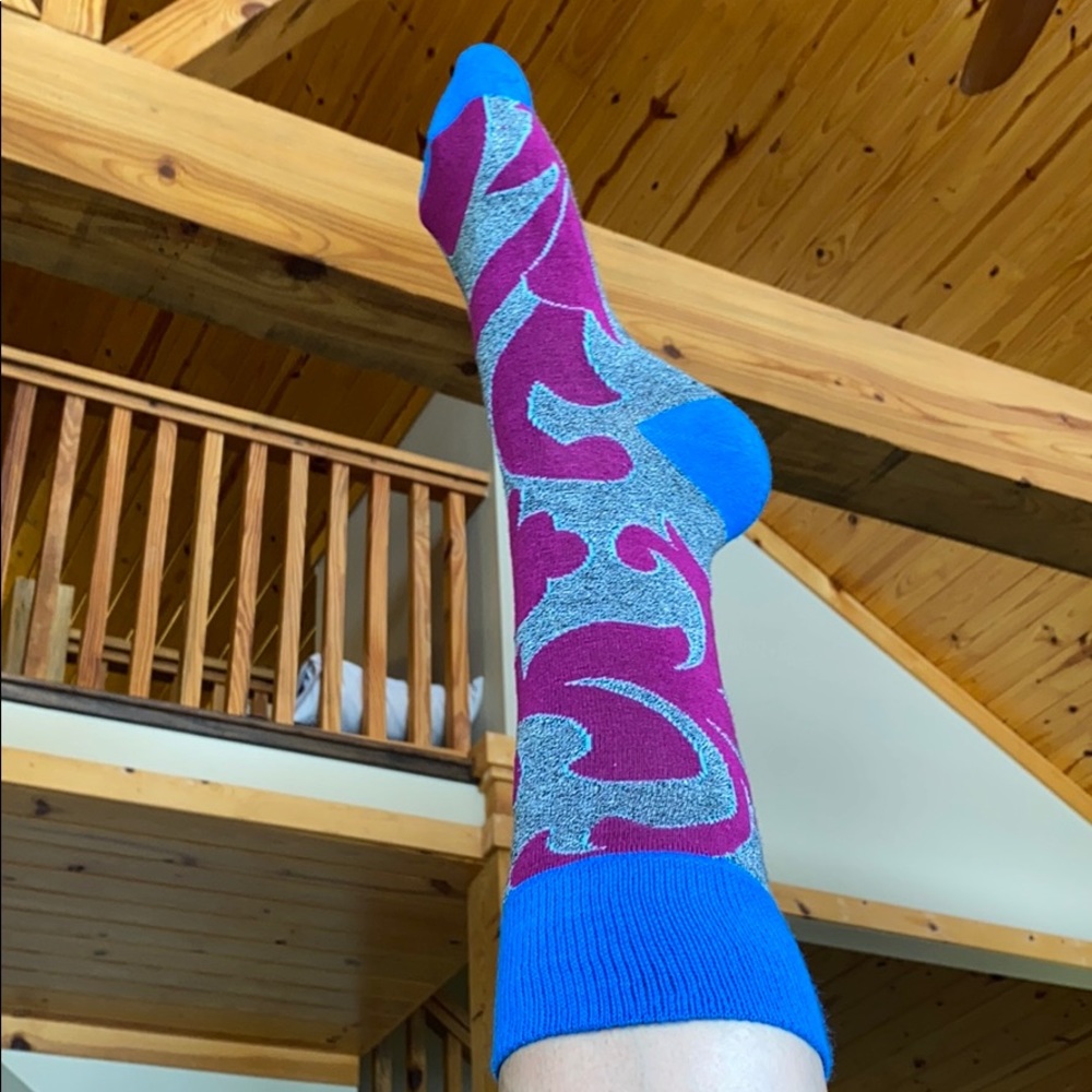 Fuchsia Blue & Gray Women’s Socks Lady Sockwear - Picture 2 of 5